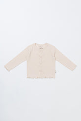 Avauma baby ribbed cardigan in off white, soft and cozy spring knitwear for toddlers